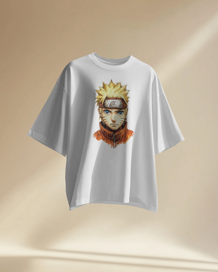 Naruto Anime Oversized Tee – Front Print white