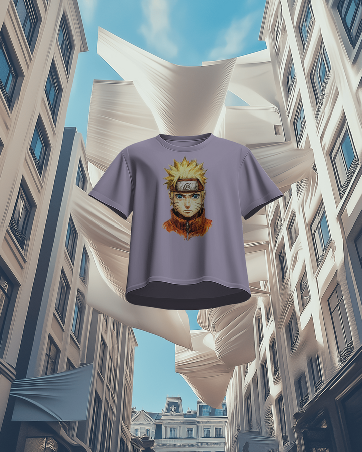 Naruto Anime Oversized T-Shirt in Lavender in air