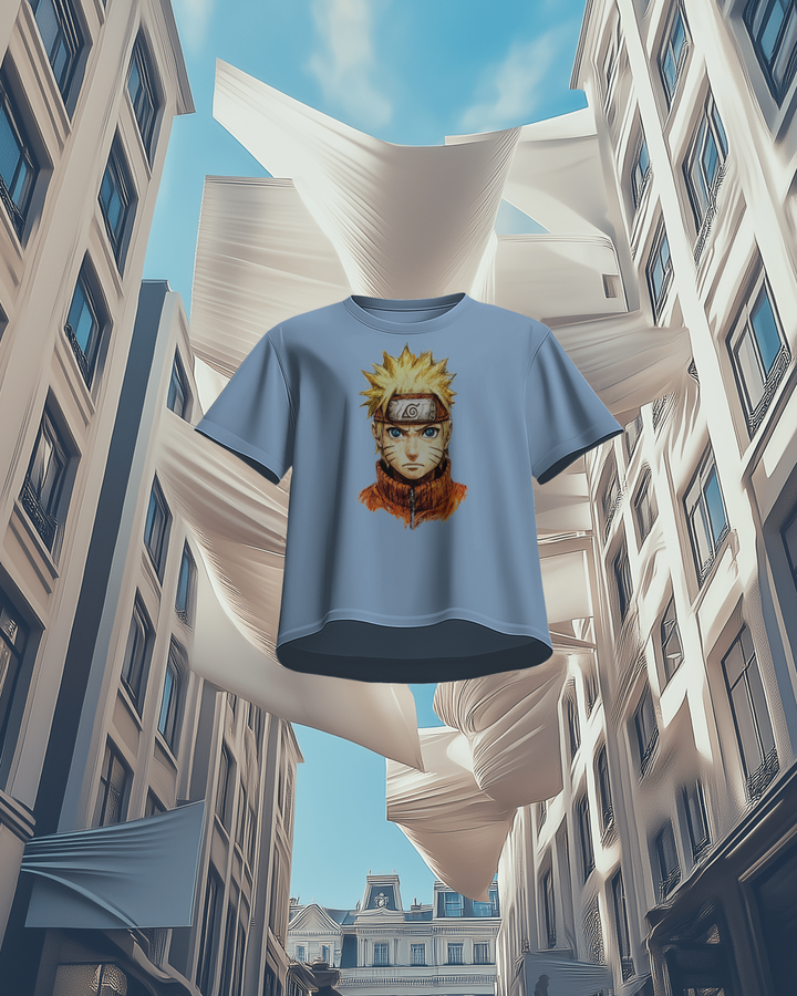 Naruto Anime Oversized T-Shirt in baby blue in air