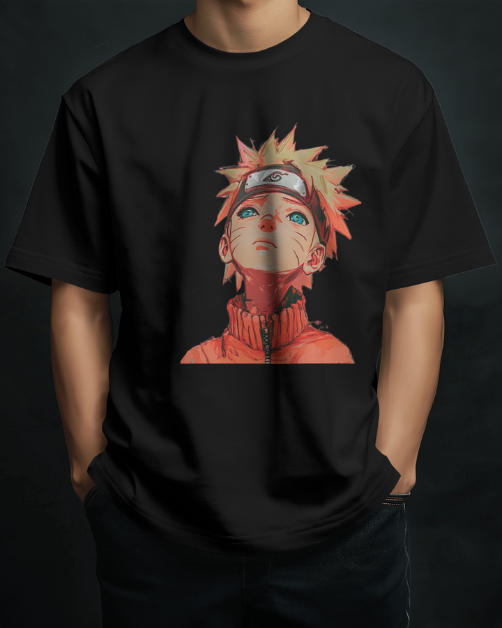 Unisex Naruto Uzumaki printed T-shirt for casual wear.