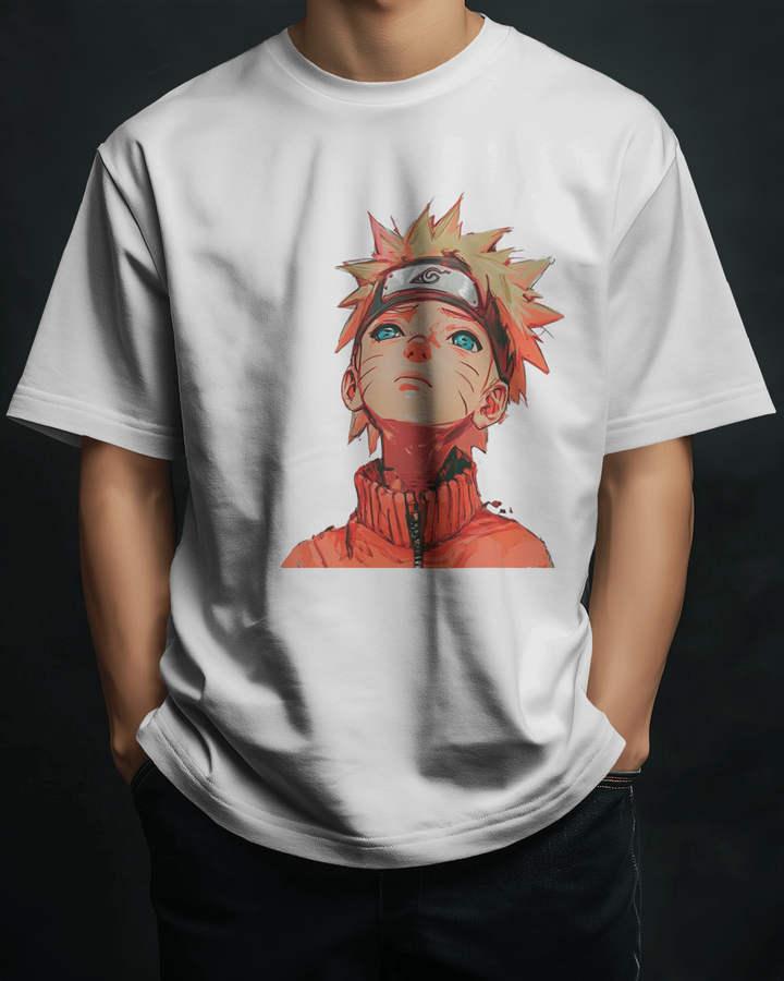 Oversized anime T-shirt featuring Naruto Uzumaki design.