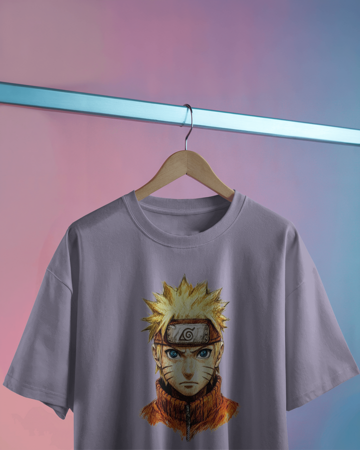 Close-Up Naruto Anime Print Lavender T-Shirt