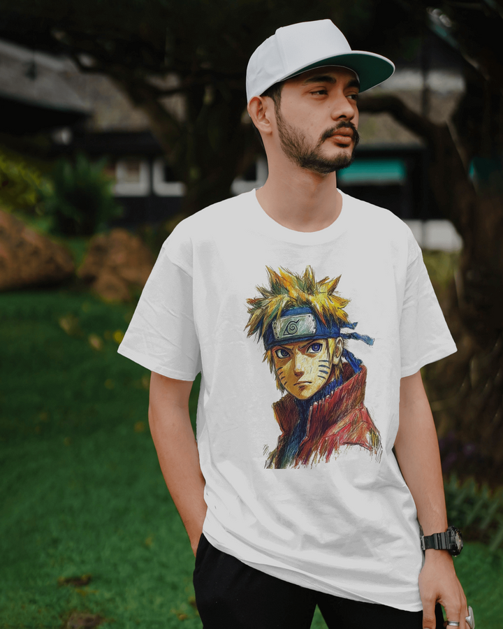 Naruto anime character printed cotton T-shirt