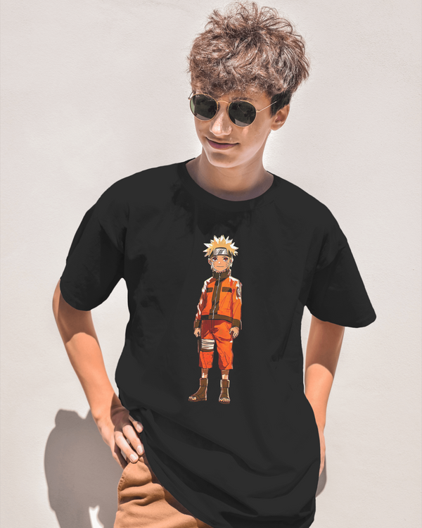 Black Naruto oversized t-shirt front print