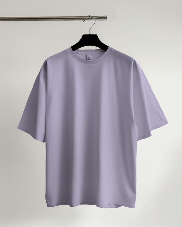 Front view of lavender oversized t-shirt for men