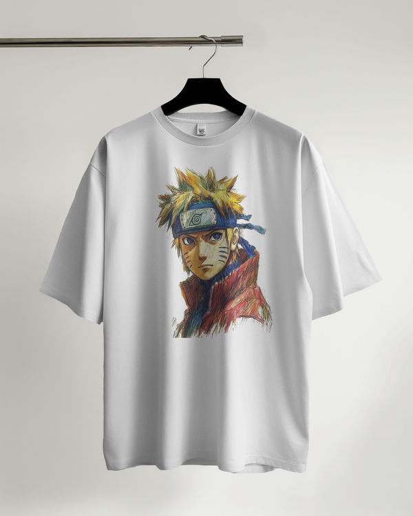 Naruto oversized T-shirt white color front print