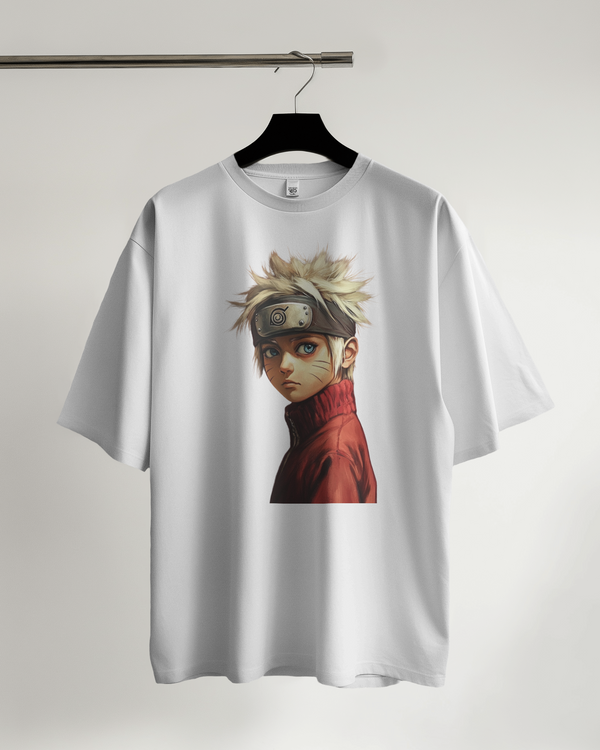 Hanging White Naruto anime oversized t-shirt 